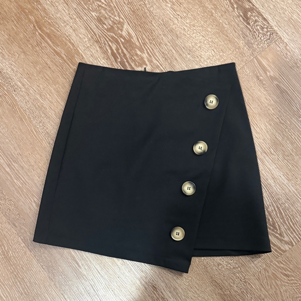 DO+BE Black Mini Skirt with Gold Buttons